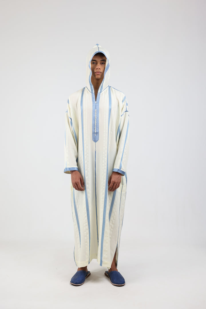 Djellaba Sousdi Royal White Blue Side