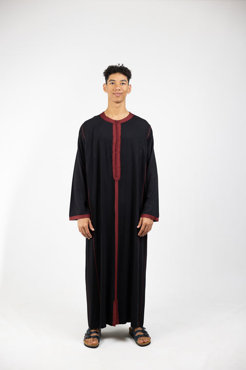 Caftan Men Fes Classic Black Burgundy
